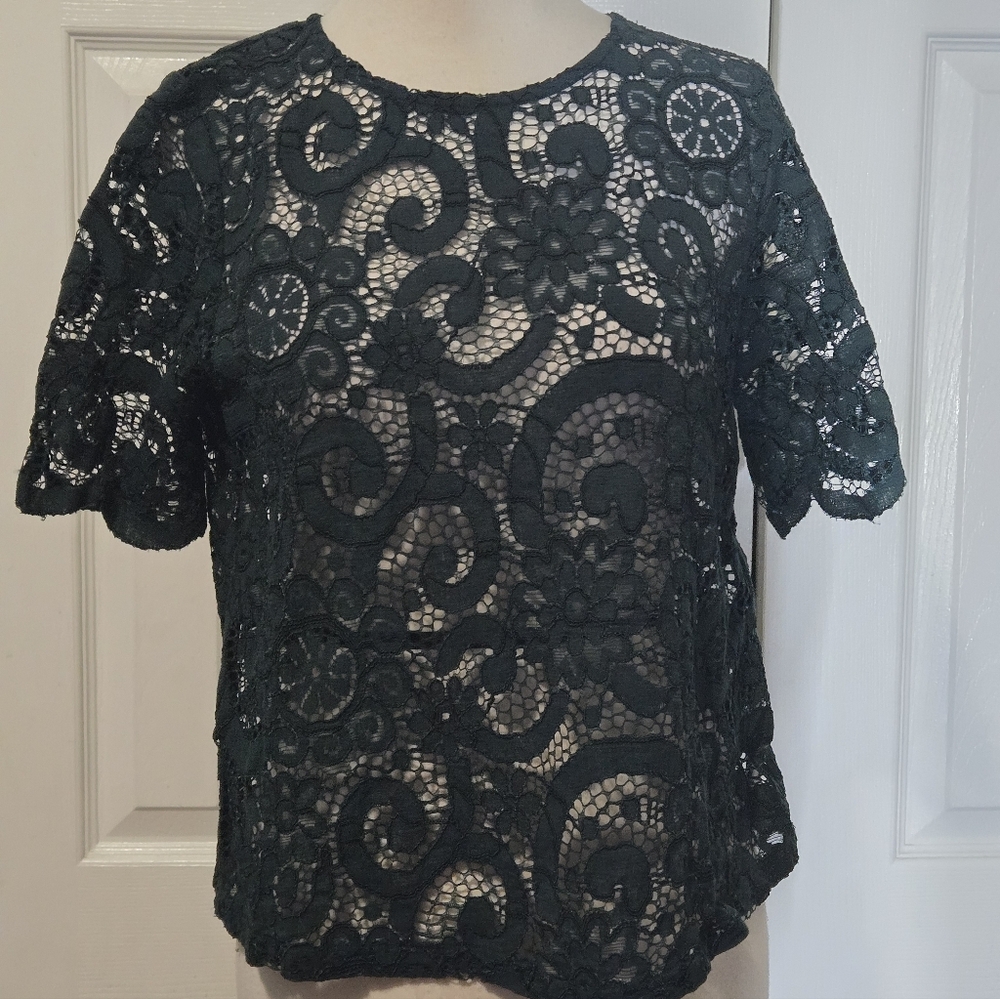 Nanette Lepore Green Lace Top S